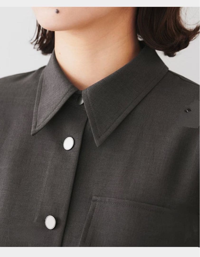 【朝比奈彩✖️Oggi✖️UNTITLED 】シャツカラーオールインワングレー