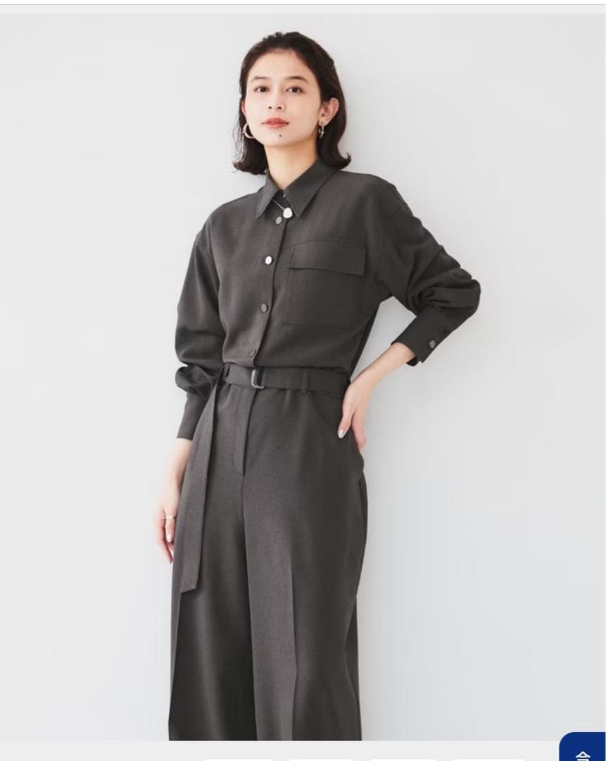 【朝比奈彩✖️Oggi✖️UNTITLED 】シャツカラーオールインワングレー