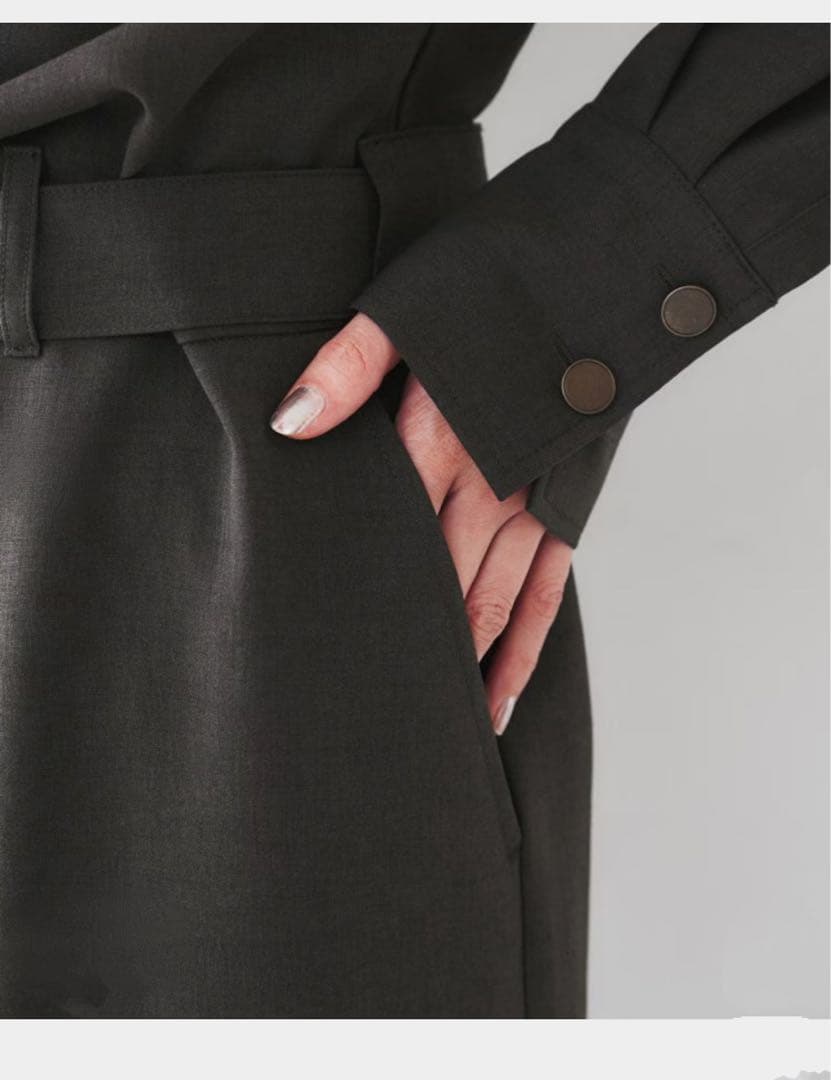 【朝比奈彩✖️Oggi✖️UNTITLED 】シャツカラーオールインワングレー