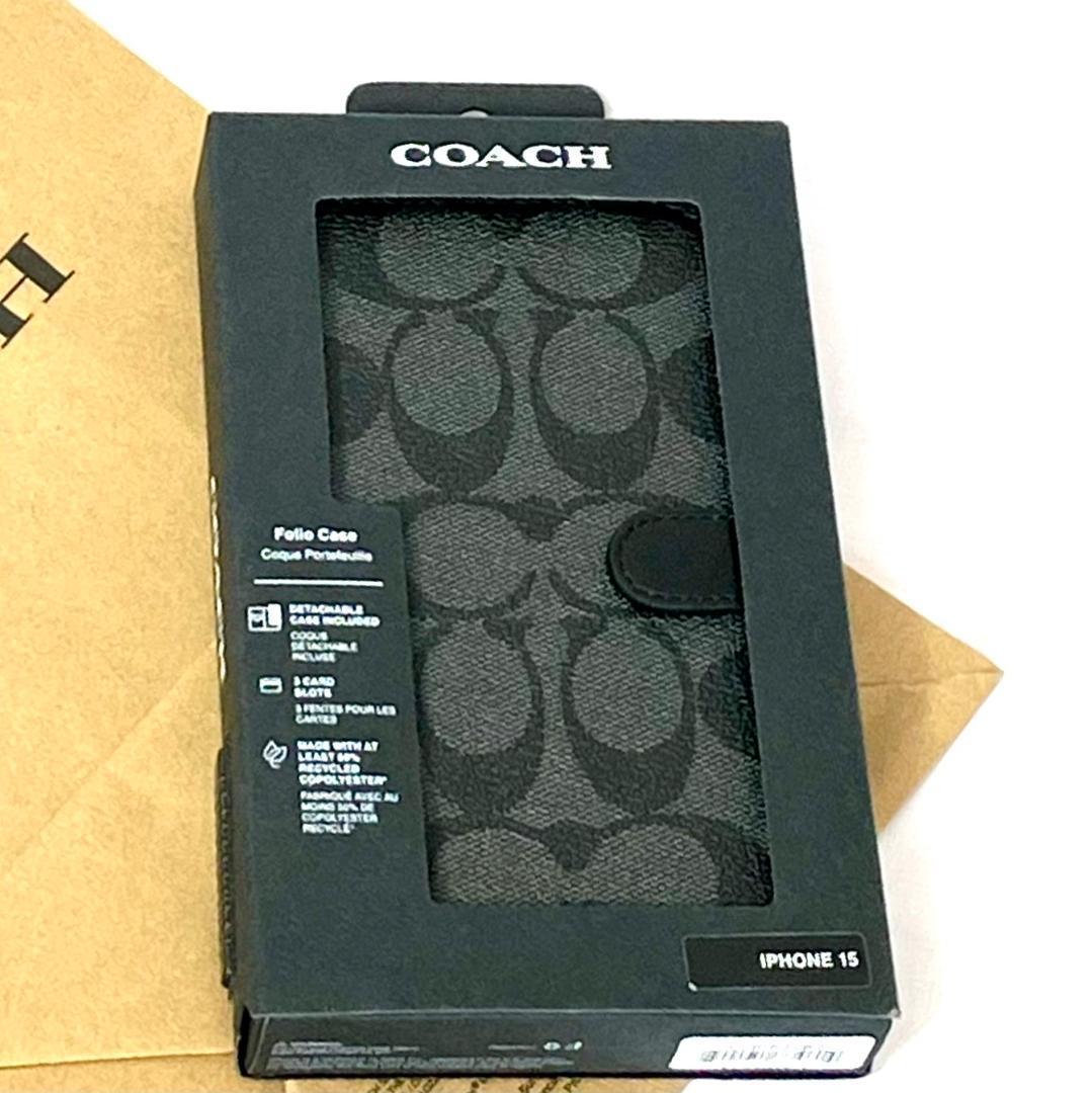 【日本未入荷！】Coach コーチ スマホケース iPhone15 手帳型 黒