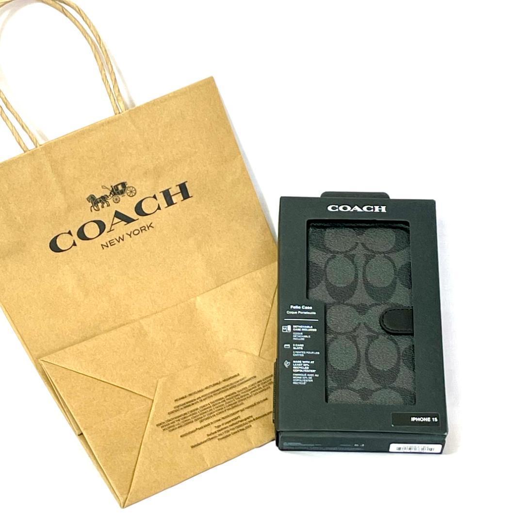 【日本未入荷！】Coach コーチ スマホケース iPhone15 手帳型 黒