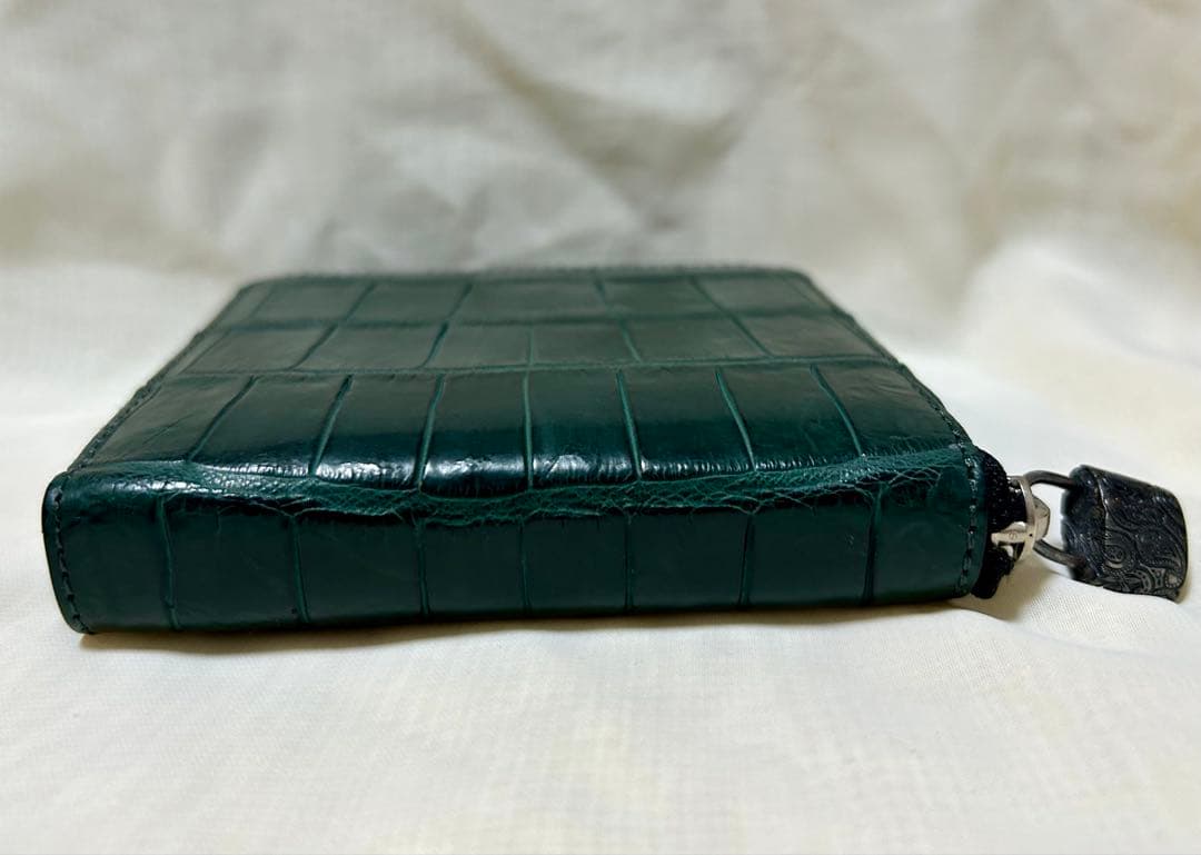【新品未使用】7SENSE クロコダイル・ラウンドジップ二折財布 グリーン