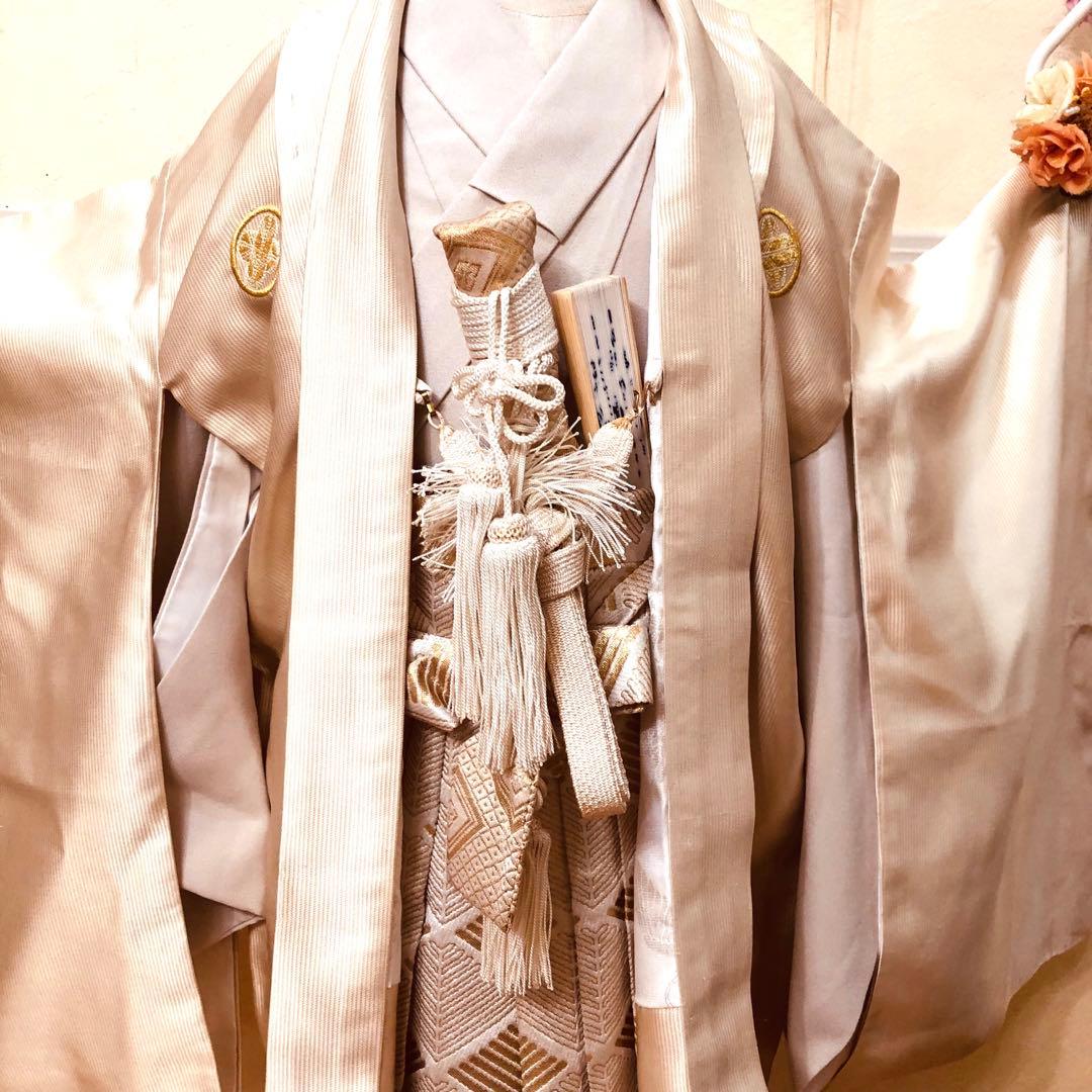 七五三 五歳京都御曹司御用達誂え‼️オフホワイト紋付アンサンブル格上安心フルセット