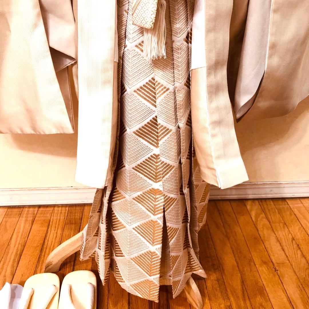 七五三 五歳京都御曹司御用達誂え‼️オフホワイト紋付アンサンブル格上安心フルセット