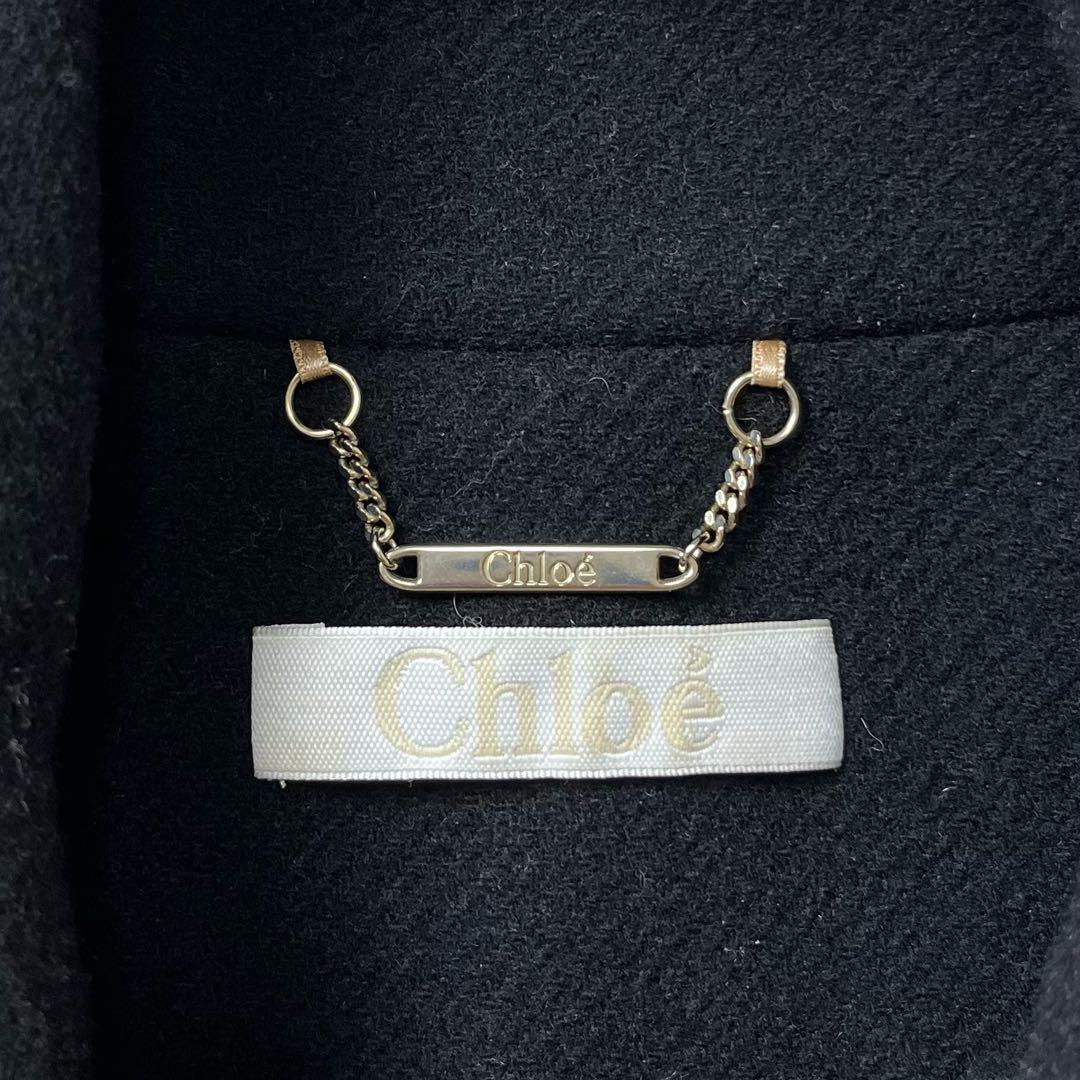 美品　クロエ　ジップアップケープ　ポンチョ　ブラック　ウール　34