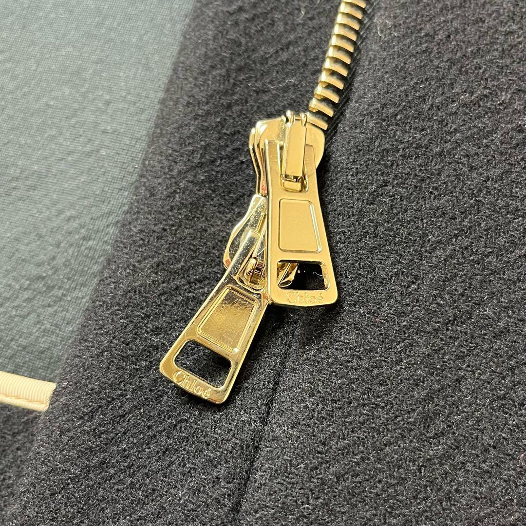 美品　クロエ　ジップアップケープ　ポンチョ　ブラック　ウール　34