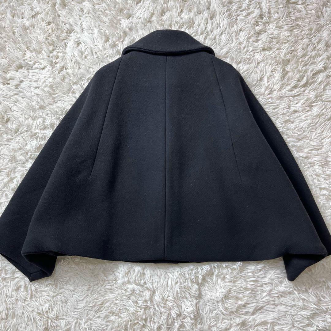 美品　クロエ　ジップアップケープ　ポンチョ　ブラック　ウール　34