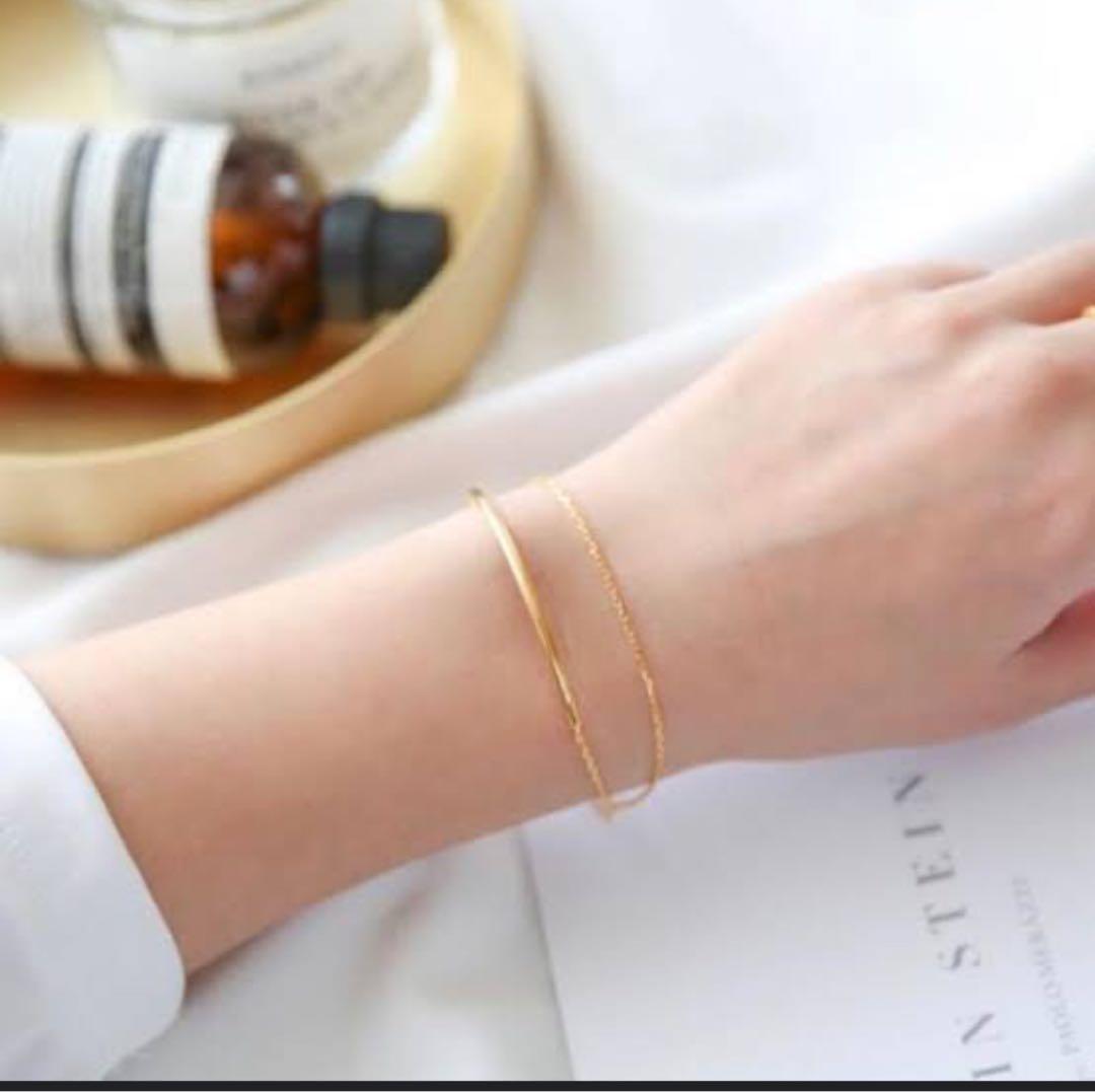 【大人気】jouete ete レイヤード バングル ペタルチェーン 華奢