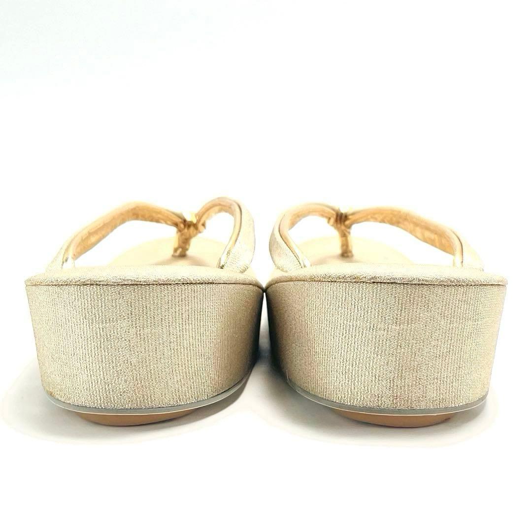 ⑥創作 御誂 和装用バッグ 草履 2点セット 和装履物 ゴールド系 レディース