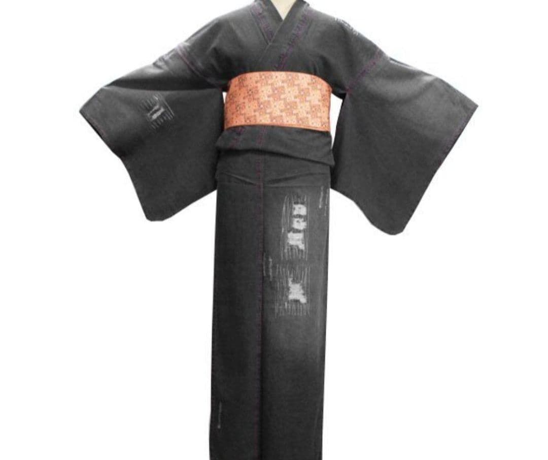 デニム　クラッシュ生地　和遊楽 巡-MEGURU-レディース　帯は付きません