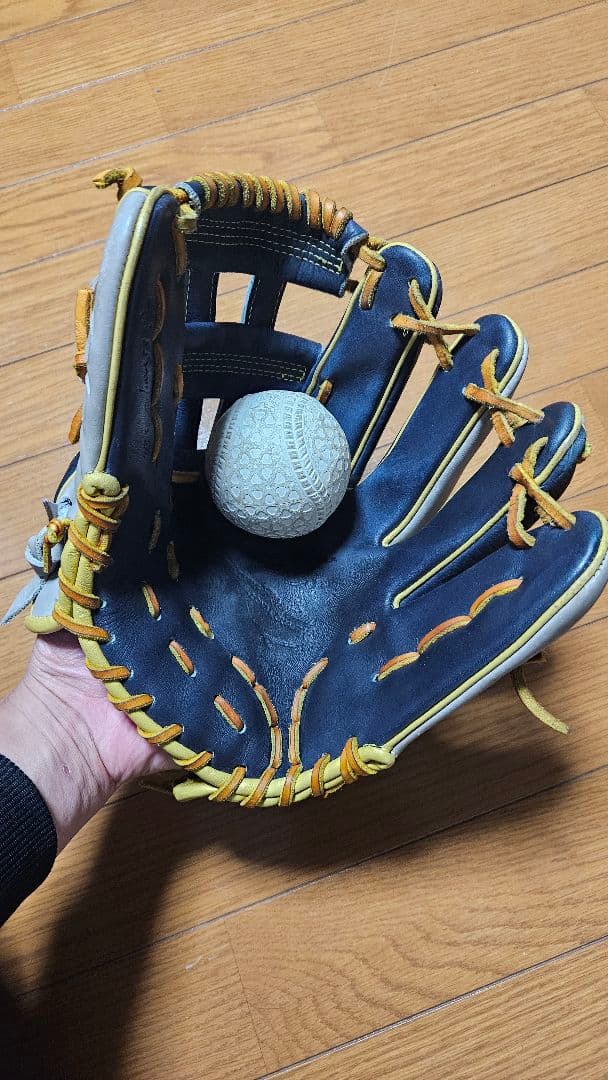 ミズノプロ　軟式用グローブ ネイビー/ゴールド 　　　　　　内野手用