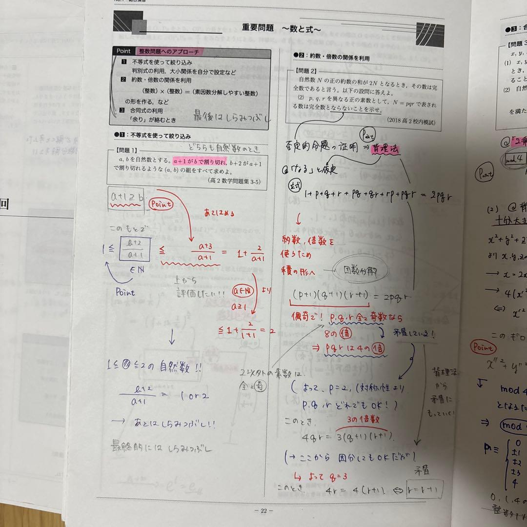 鉄緑会高3理系数学入試数学授業プリント前期＋後期