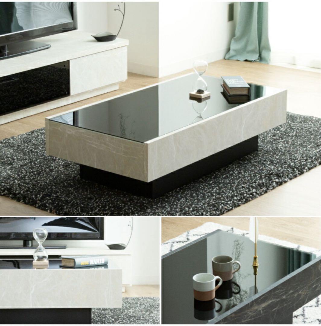 センターテーブル 大理石調 日本製