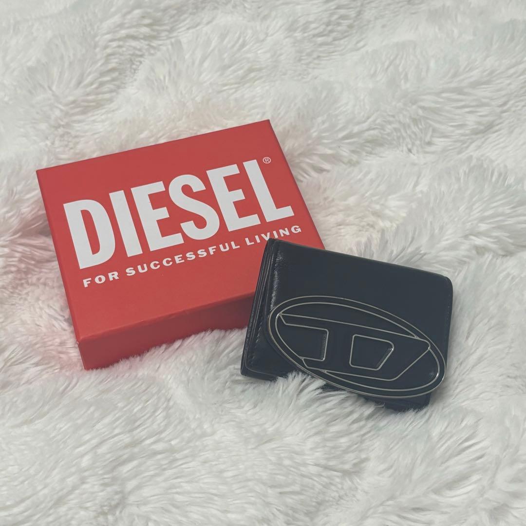 DIESEL 本革 三つ折り財布 ブラック