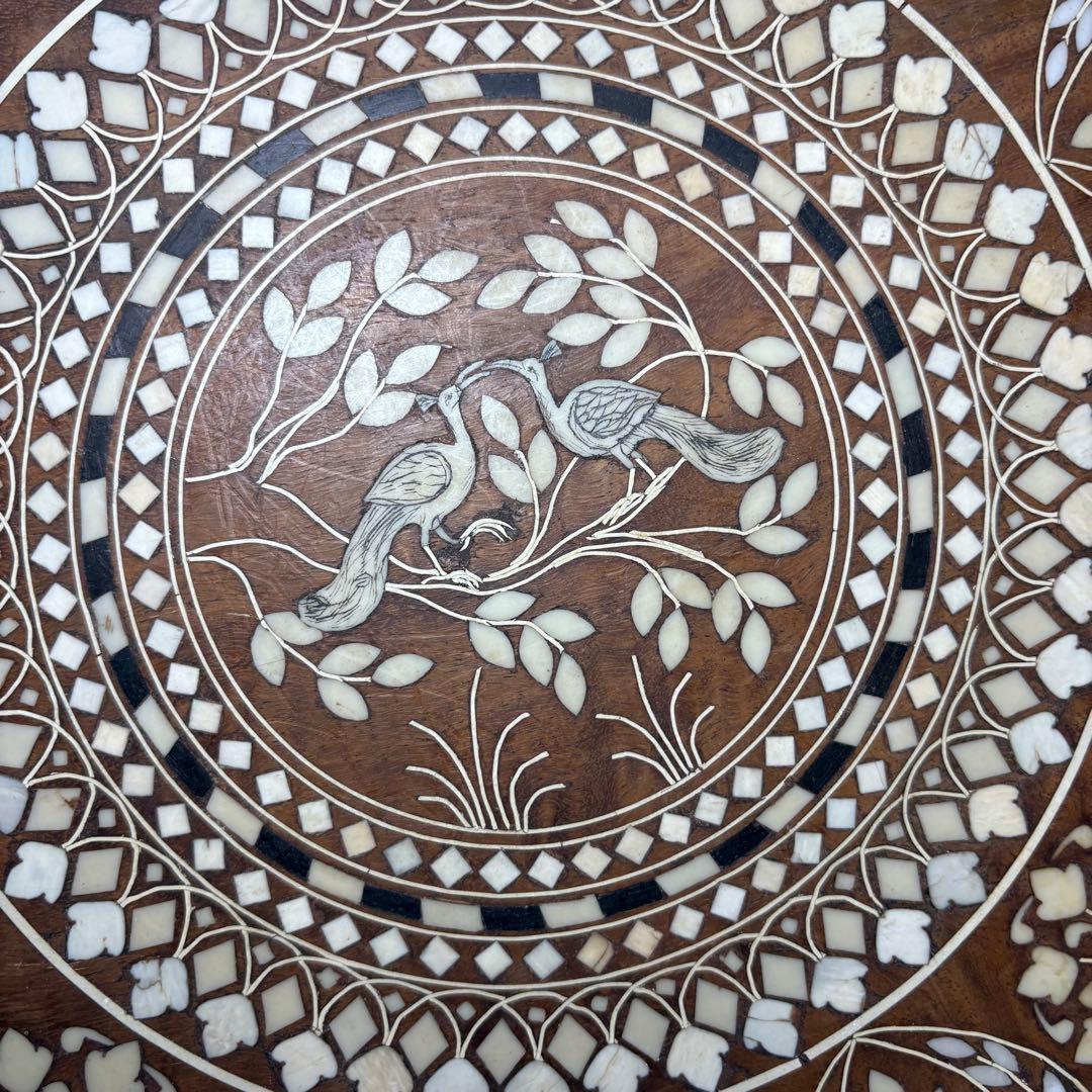 インド製 インディアンローズウッド　天然素材　 象嵌細工 サイドテーブル 3本脚