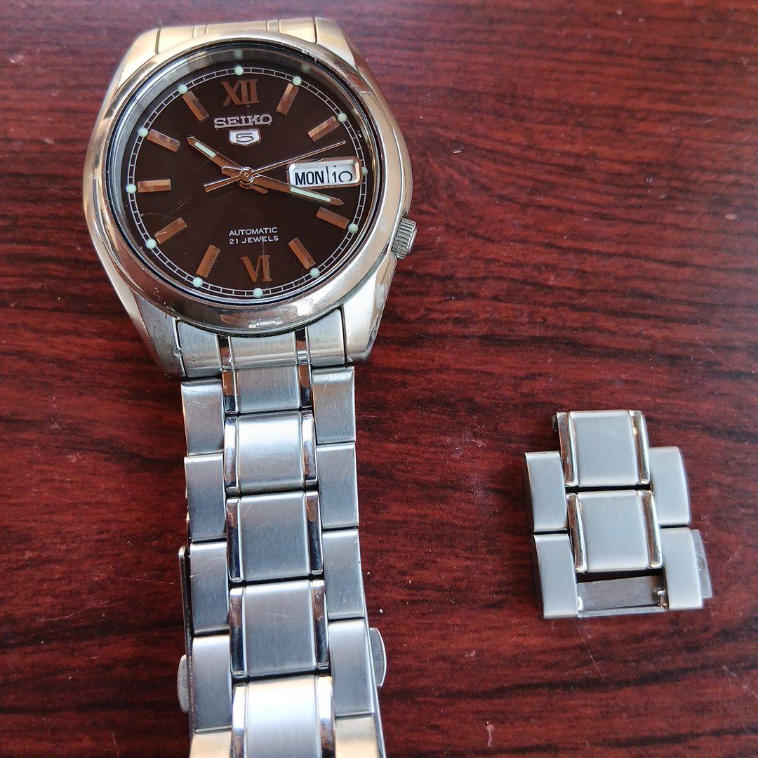 SEIKO ファイブ自動巻き腕時計 黒文字盤