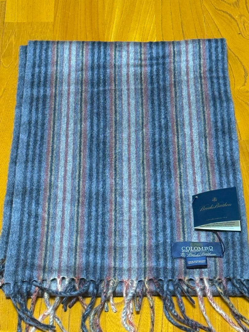 新品未使用ブルックスブラザーズ×COLOMBOカシミヤ100%ストライプマフラー