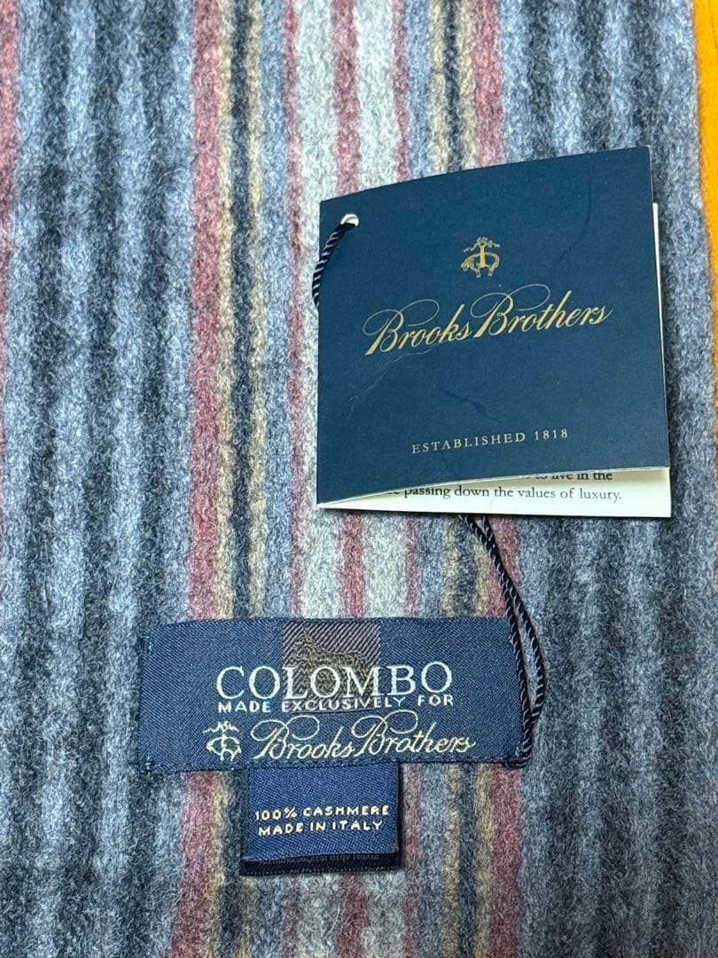 新品未使用ブルックスブラザーズ×COLOMBOカシミヤ100%ストライプマフラー