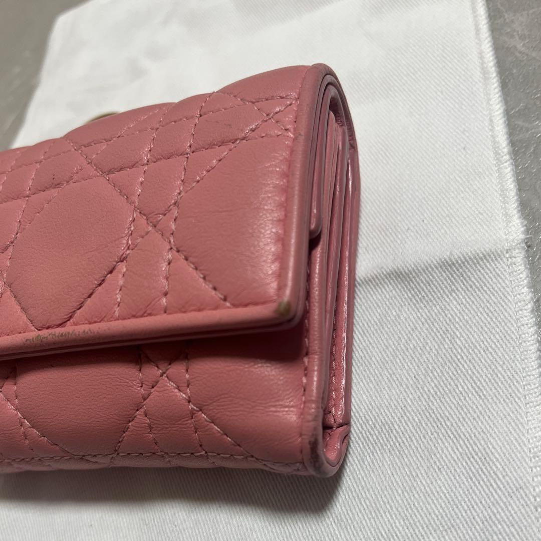 【1/3限定値下げ】即購入◎Dior ピンク キルティング 三つ折り財布