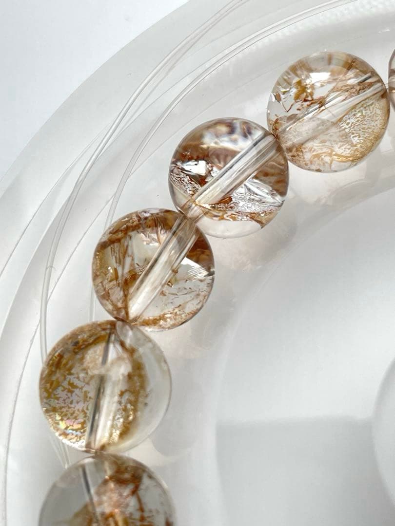 【高品質・希少】錦鯉金箔水晶 虹入 ファイアークォーツ天然石 オーロラ11.5㍉