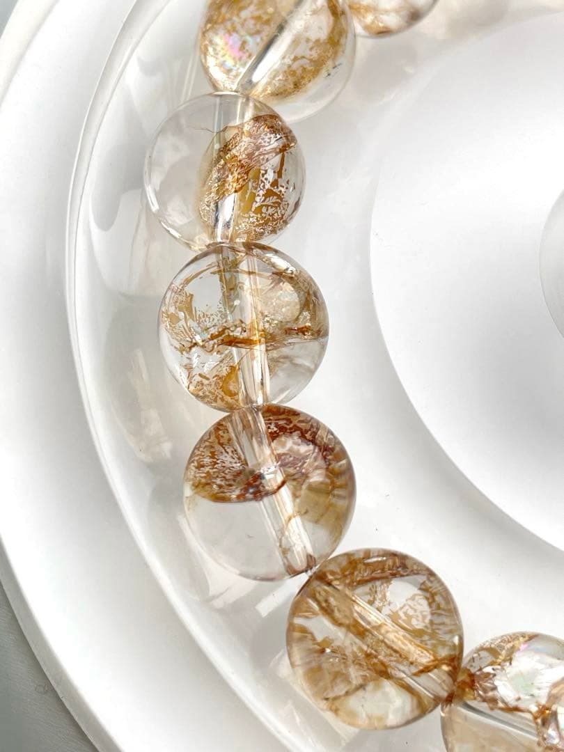 【高品質・希少】錦鯉金箔水晶 虹入 ファイアークォーツ天然石 オーロラ11.5㍉