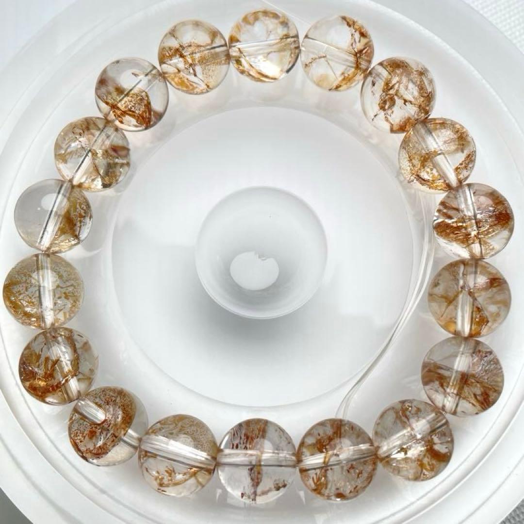 【高品質・希少】錦鯉金箔水晶 虹入 ファイアークォーツ天然石 オーロラ11.5㍉