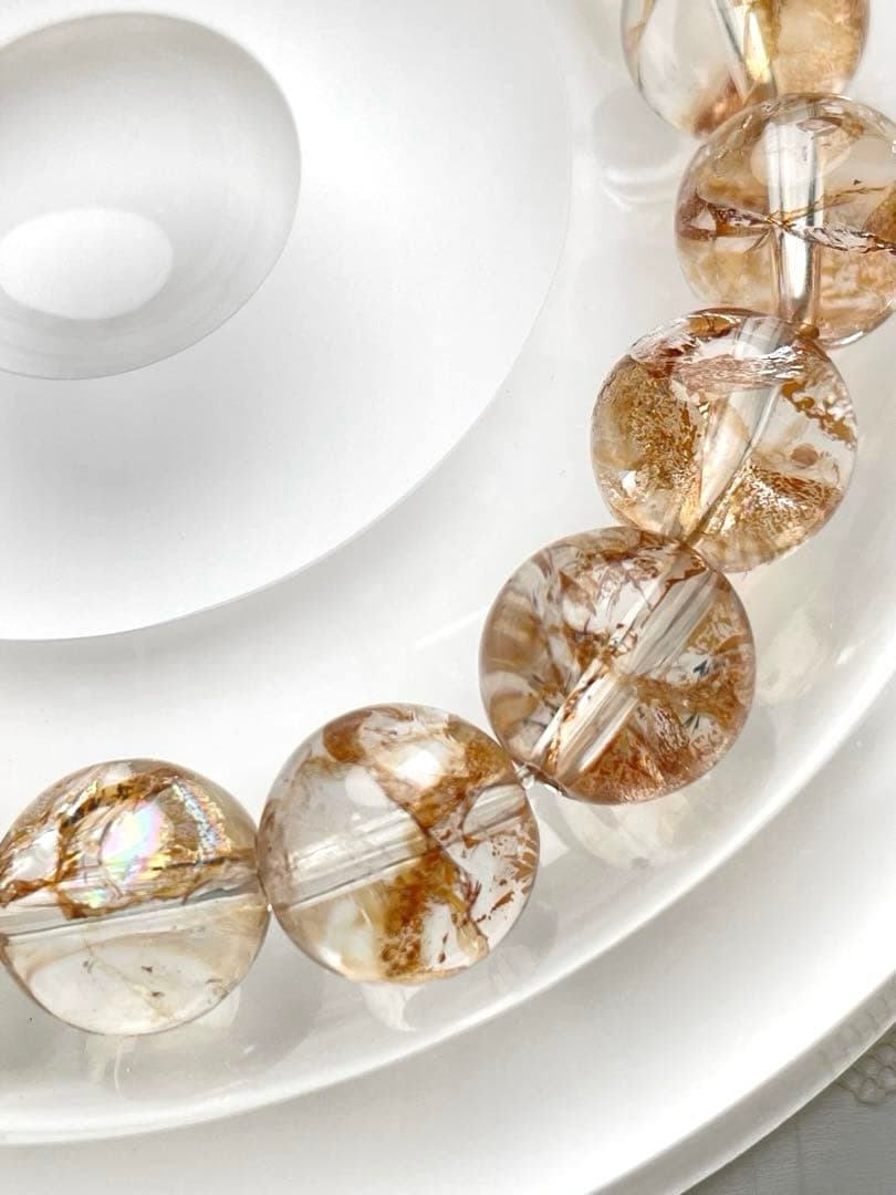 【高品質・希少】錦鯉金箔水晶 虹入 ファイアークォーツ天然石 オーロラ11.5㍉