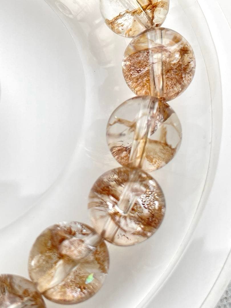 【高品質・希少】錦鯉金箔水晶 虹入 ファイアークォーツ天然石 オーロラ11.5㍉