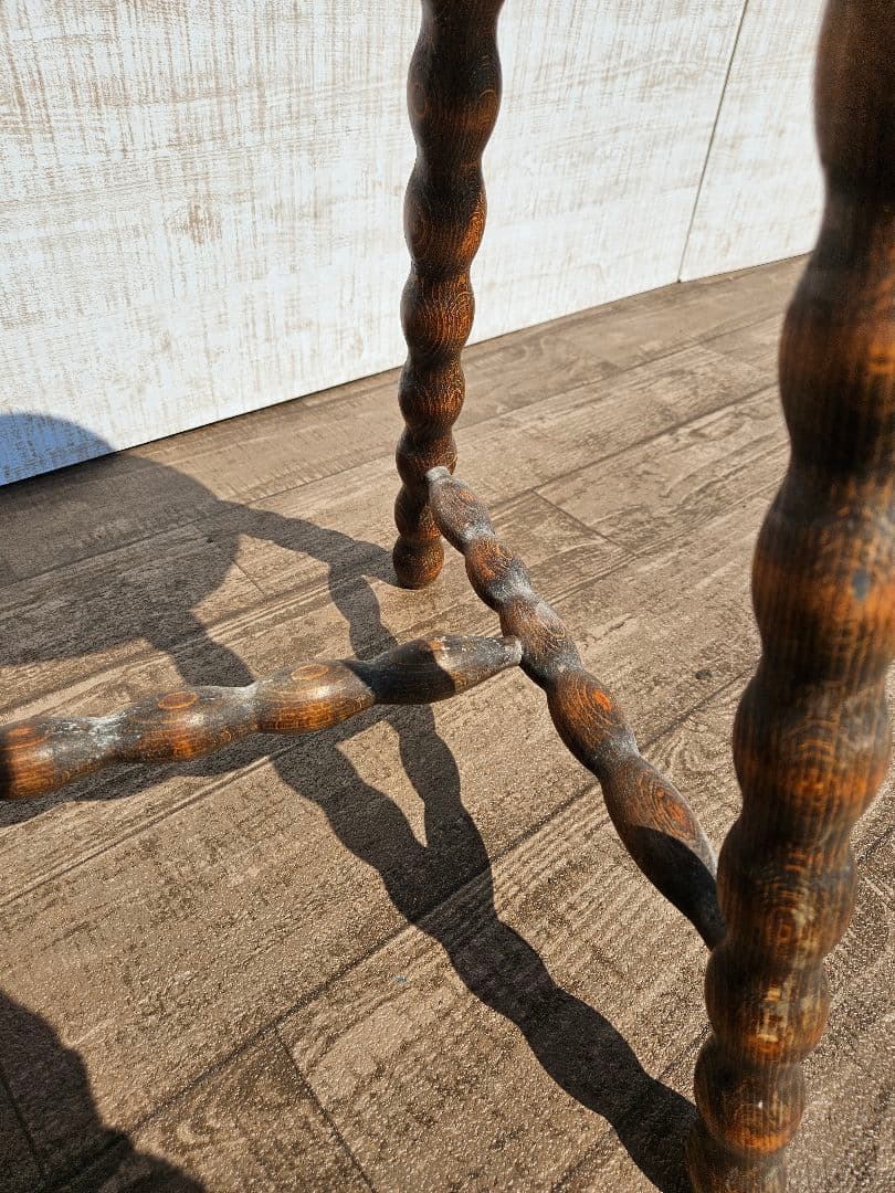 フランスアンティーク 木製 ウッドスツール ボビンレッグ 花台 飾り台 ドール