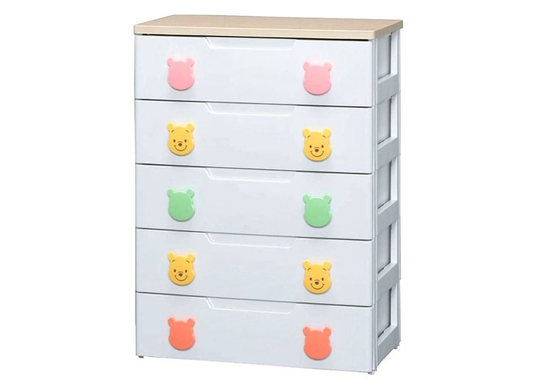 くまのプーさん 5段チェスト ホワイト