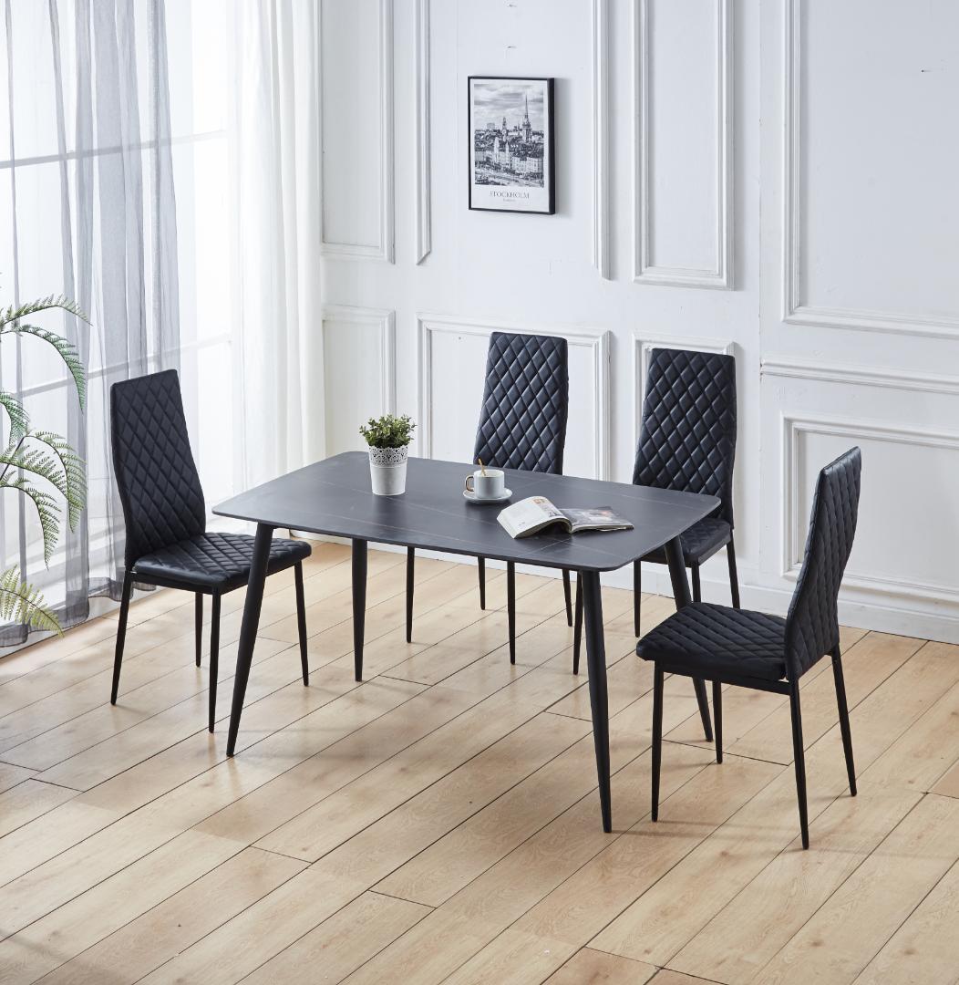 ダイニングチェア 4脚セット レザー 椅子 イス 食卓椅子 菱形 リビングチェア