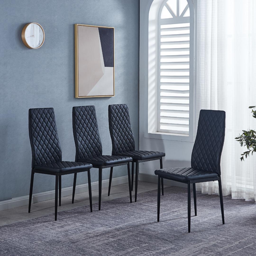 ダイニングチェア 4脚セット レザー 椅子 イス 食卓椅子 菱形 リビングチェア