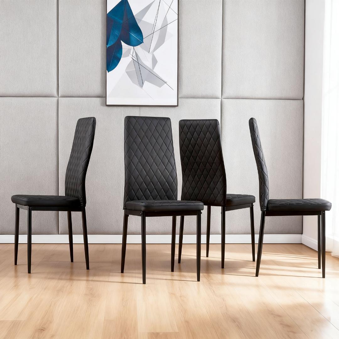 ダイニングチェア 4脚セット レザー 椅子 イス 食卓椅子 菱形 リビングチェア