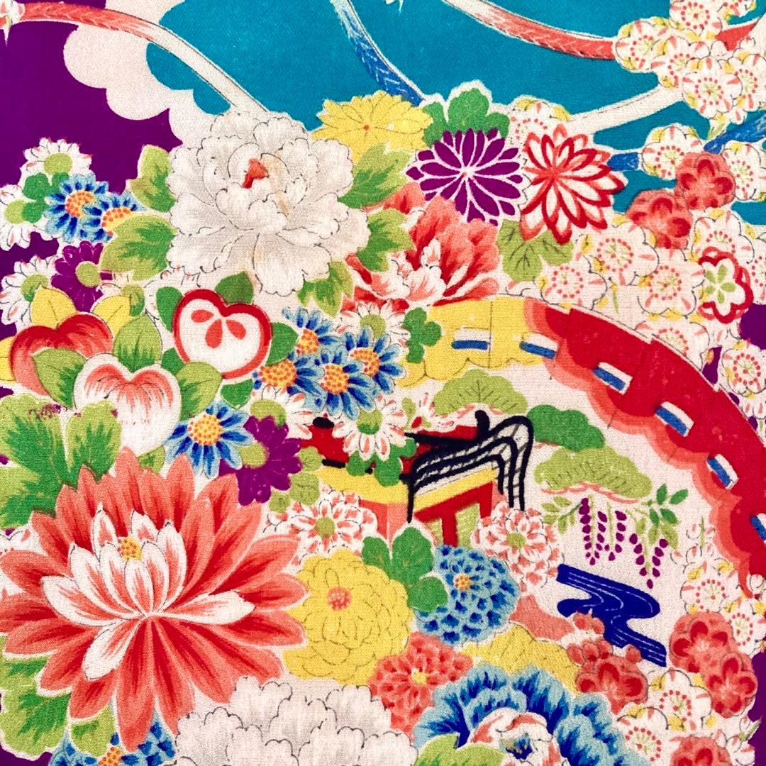 ターコイズ アンティーク3歳 女の子 子供着物 七五三 アンティーク着物 NO