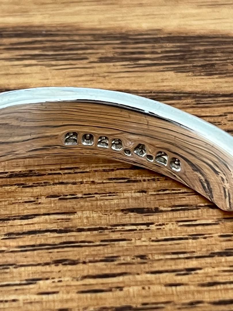 市松　シルバーバングル　ワンポイントゴールド