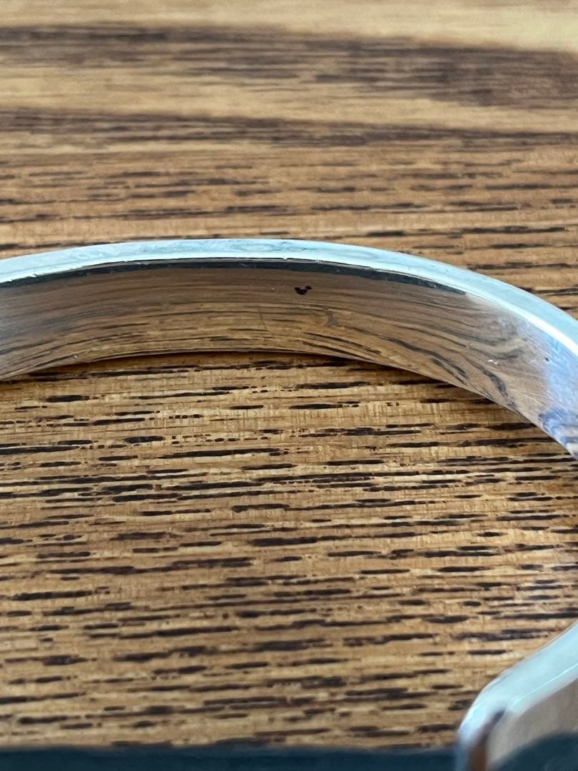 市松　シルバーバングル　ワンポイントゴールド