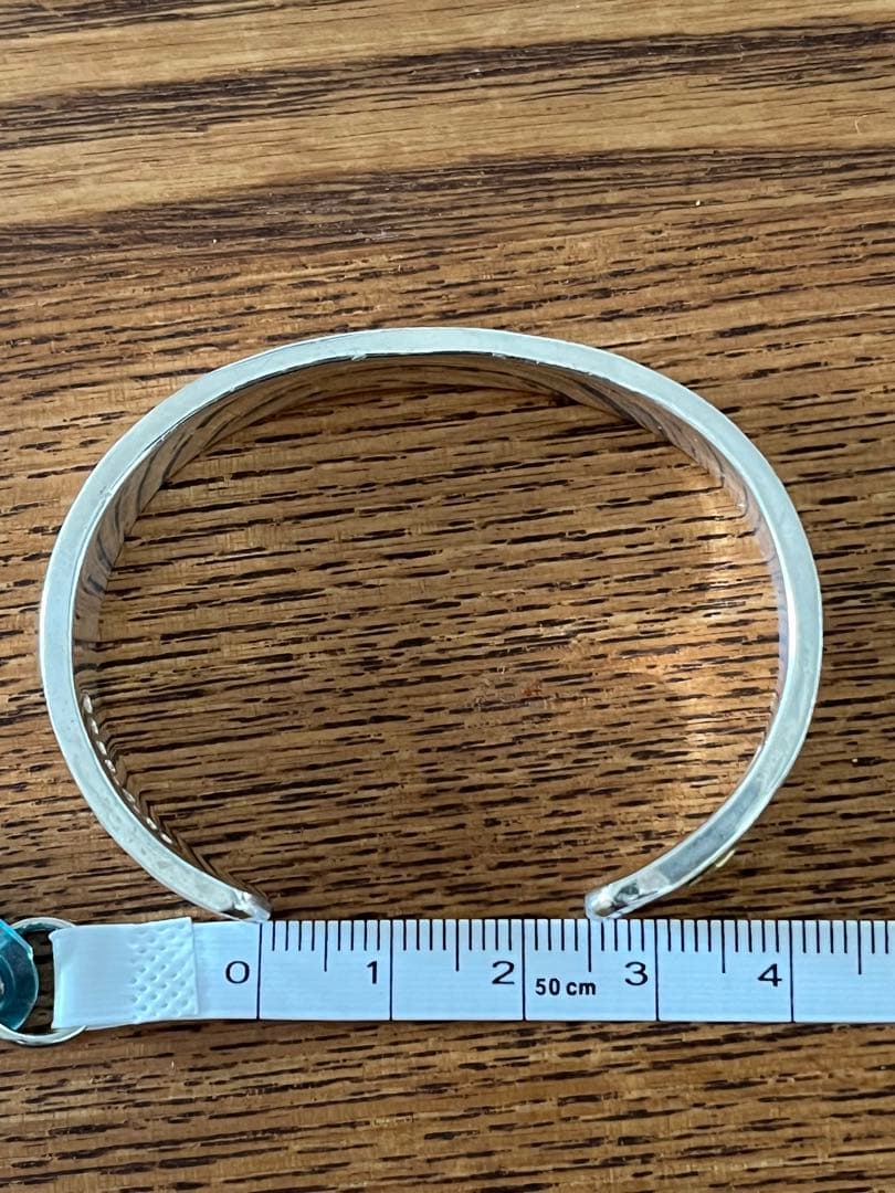 市松　シルバーバングル　ワンポイントゴールド