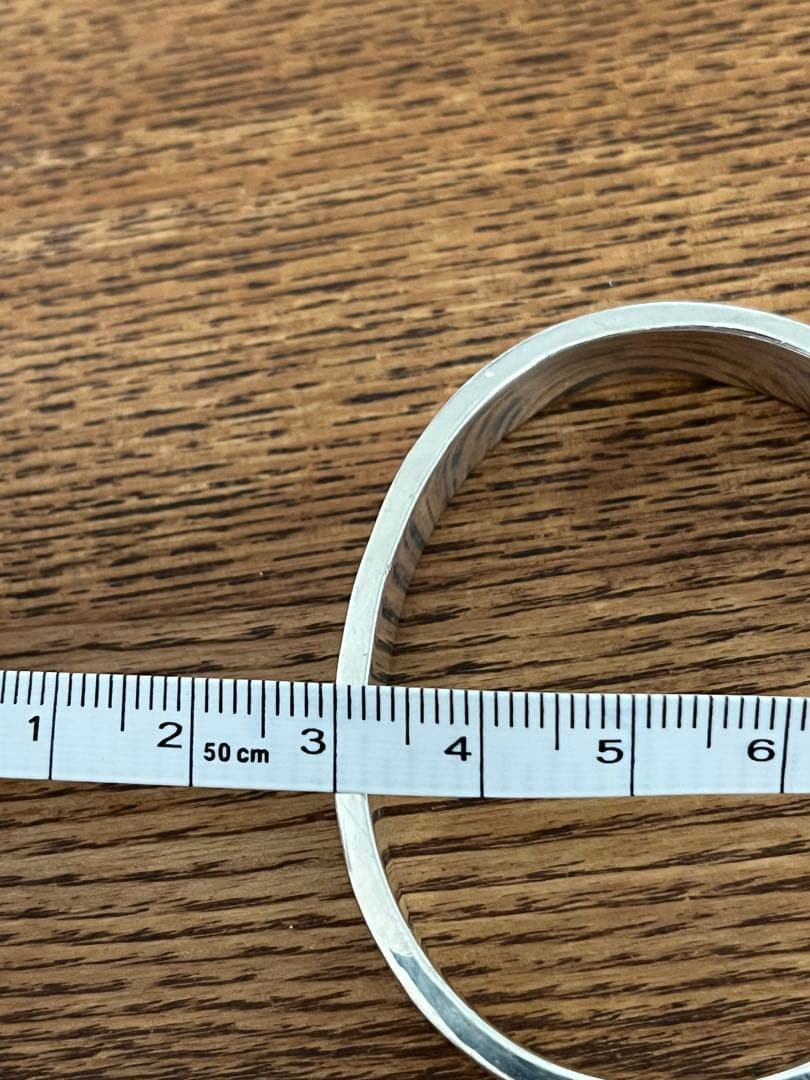 市松　シルバーバングル　ワンポイントゴールド