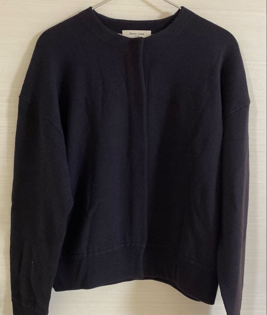 デミルクスビームス　ダブルフェイスニットブルゾン　ネイビー