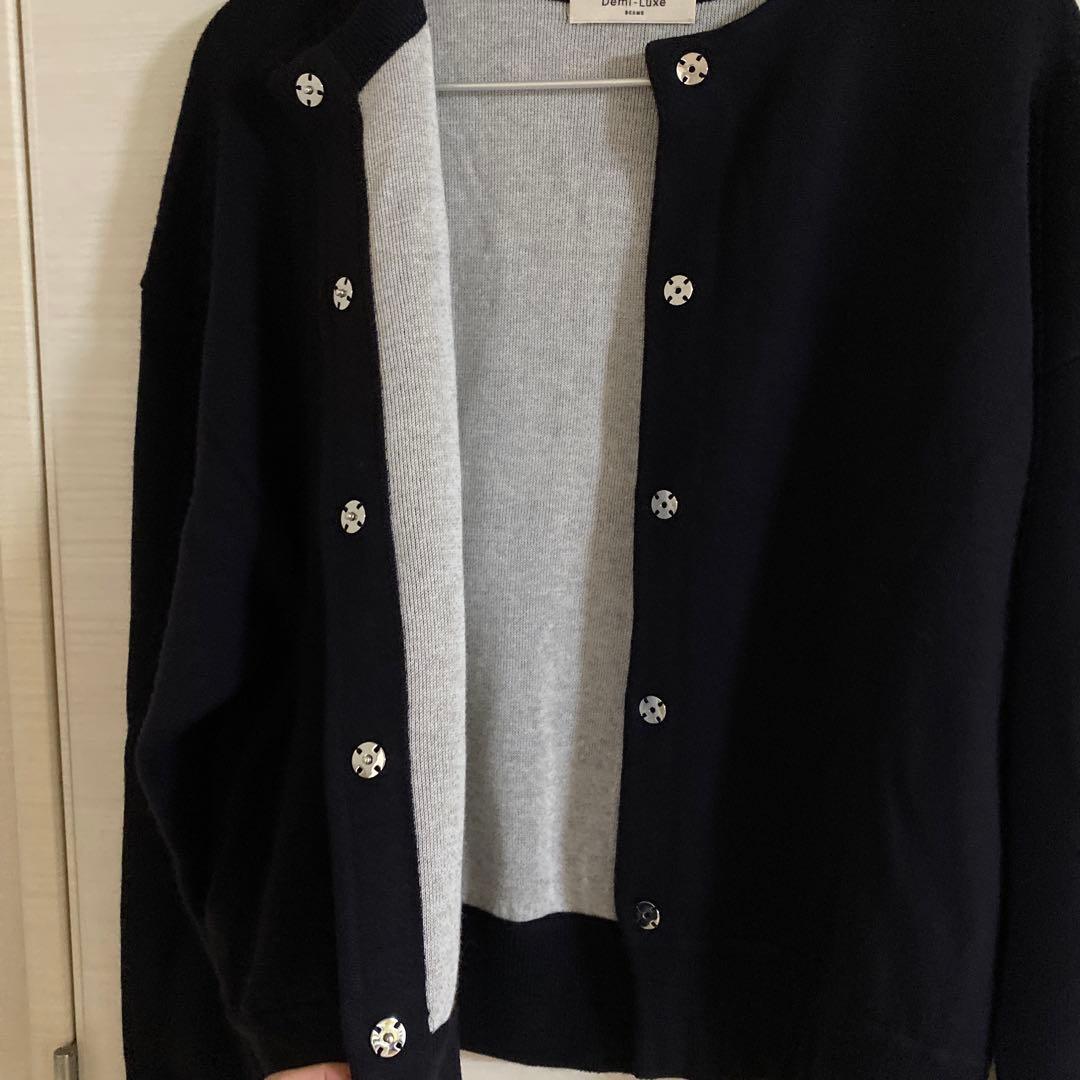 デミルクスビームス　ダブルフェイスニットブルゾン　ネイビー