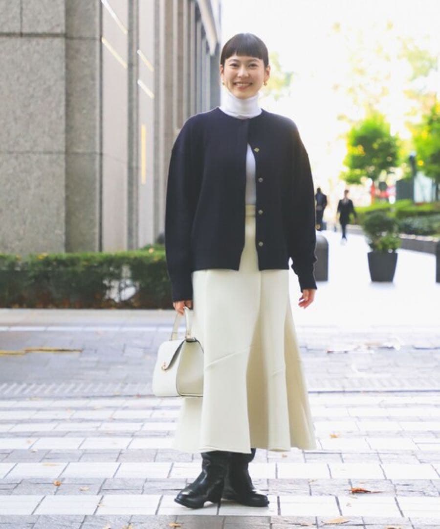 デミルクスビームス　ダブルフェイスニットブルゾン　ネイビー