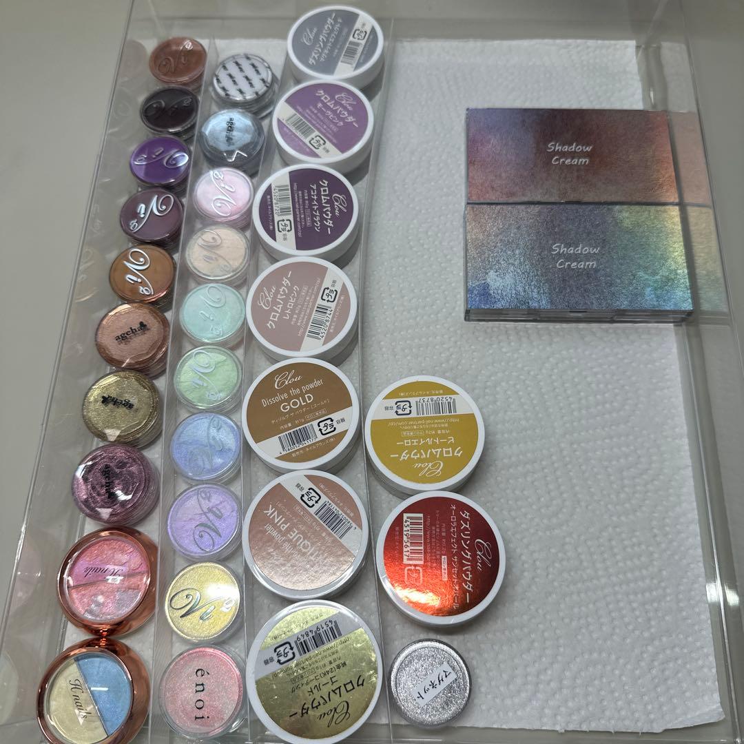 【美品】ネイルアート パウダー各種 大量 まとめ売り 33種類 ミラーパウダー等