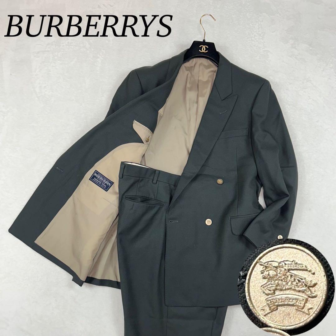 J82 美品 XL バーバリー スーツ上下 ダークグレー メンズ