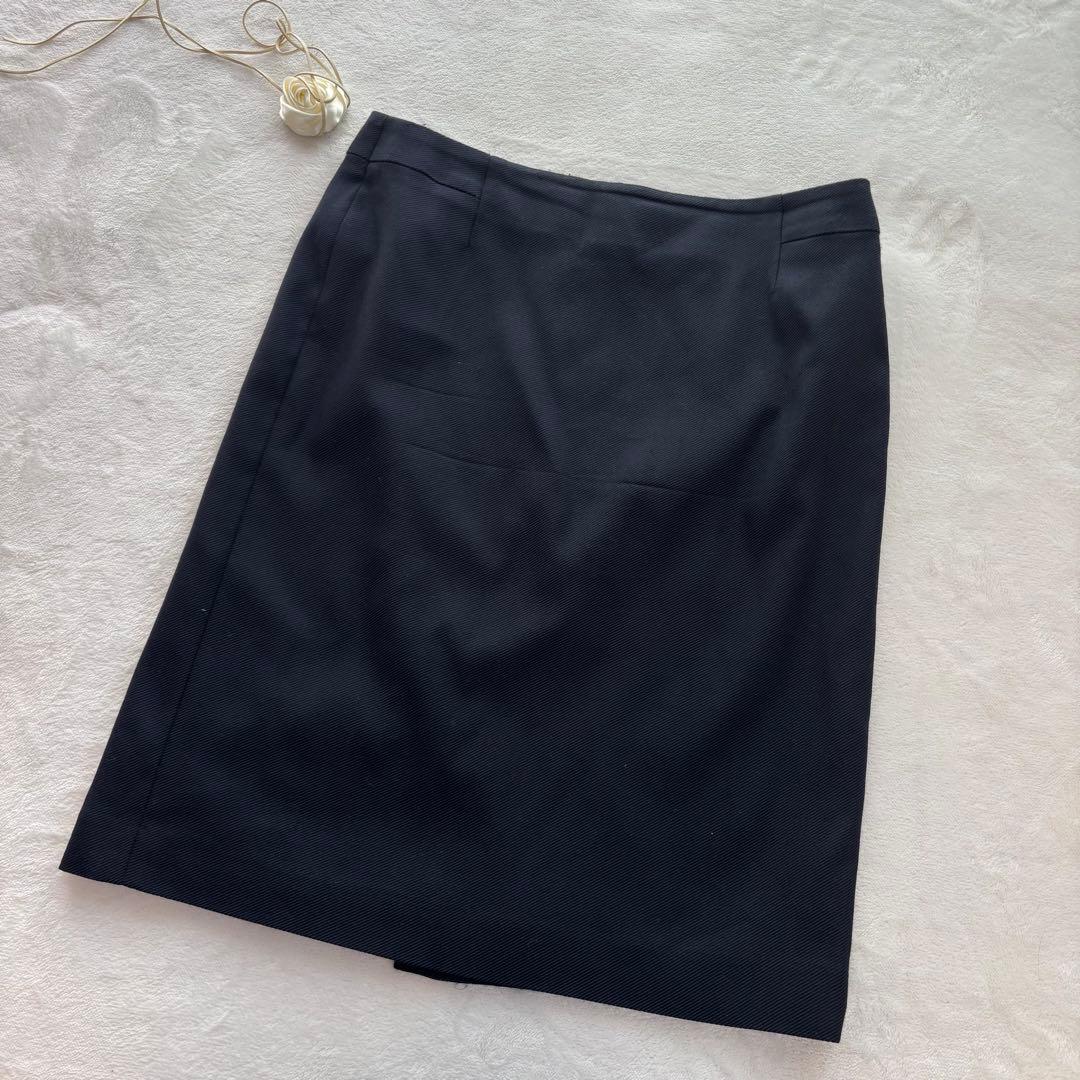 美品 ICB スカートスーツ ノーカラージャケット ストレッチ XL