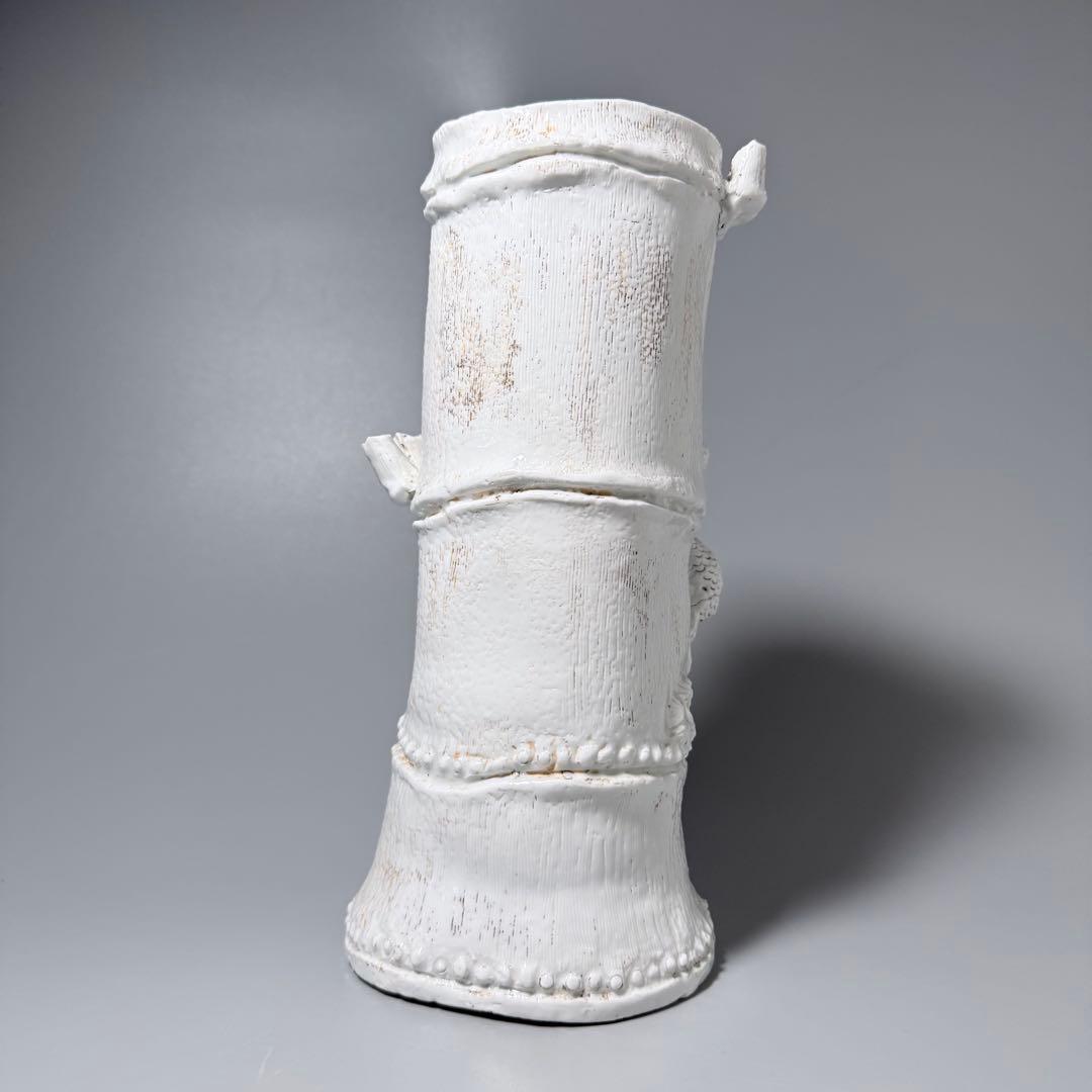 魯*人様 江戸後期　平戸焼　白磁玄武竹形花器　共箱　迫力の造形美　大珍品　蒐集家