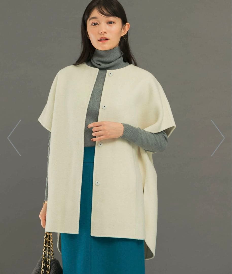ウールカシミヤリバーポンチョコート