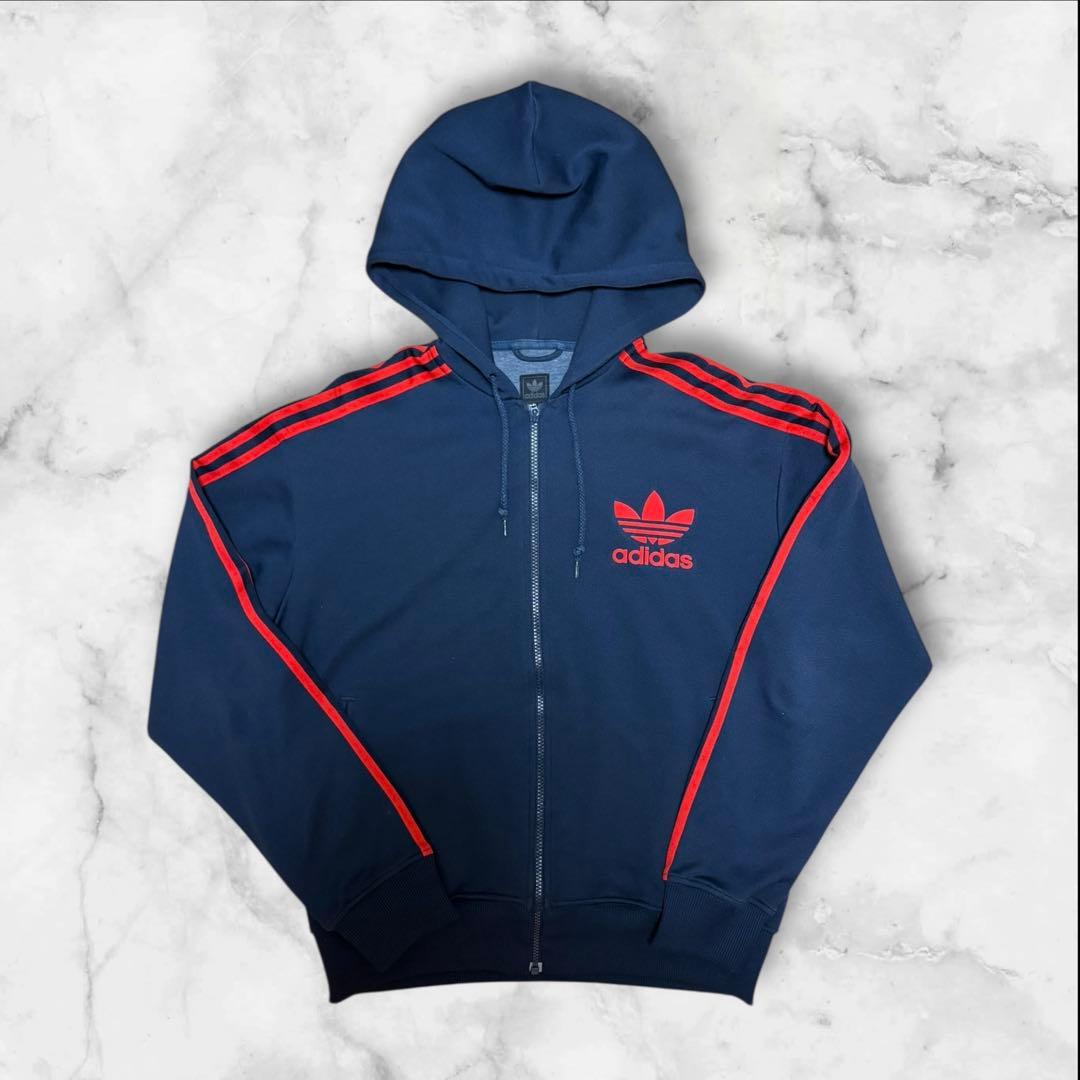 90s adidasトレフォイルフロッキーパーカーy2kグランジ平成ギャル