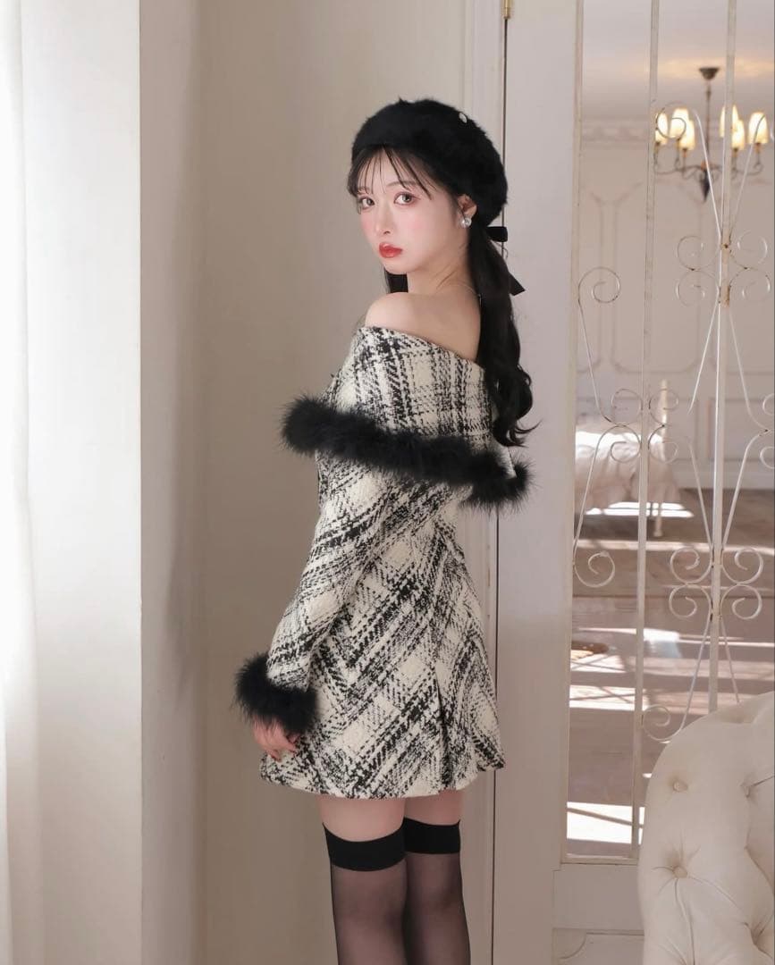 エムエメ mmeeme オフショルミニワンピース ベレー帽2点セット