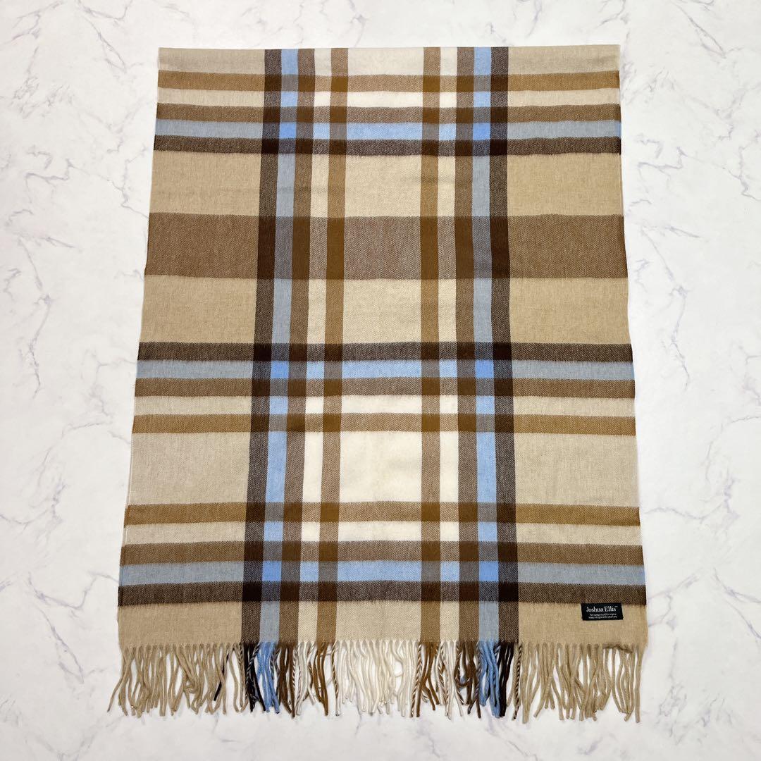 上質✨ジョシュアエリス 別注 大判ストール ベージュ チェック柄 アンゴラウール