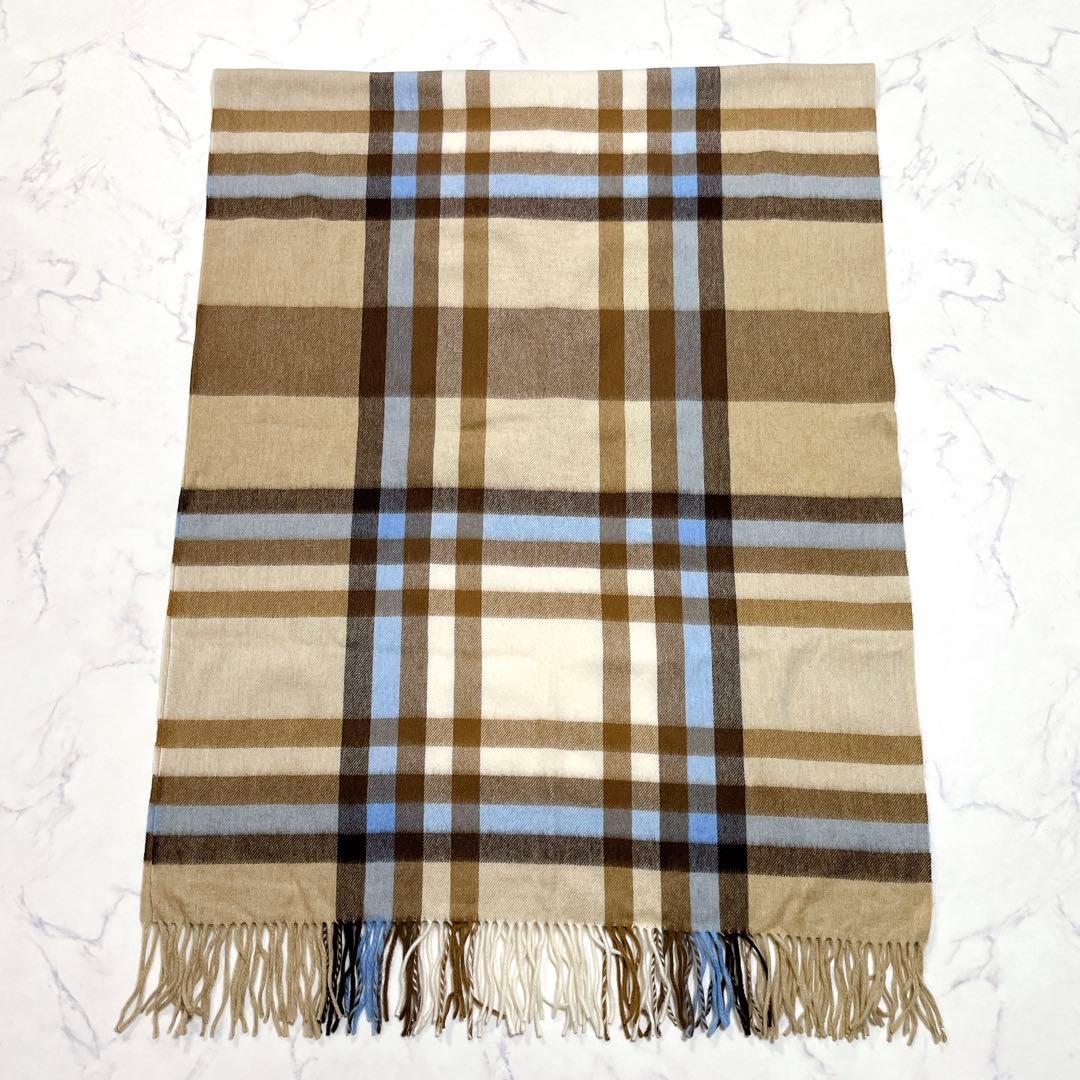 上質✨ジョシュアエリス 別注 大判ストール ベージュ チェック柄 アンゴラウール